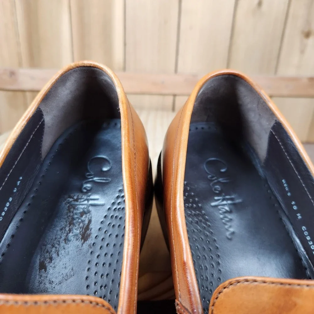Cole Haan Tassel Loafer Shoes Mens‎ 10 M Brown Leather Slip On Dress Square Toe